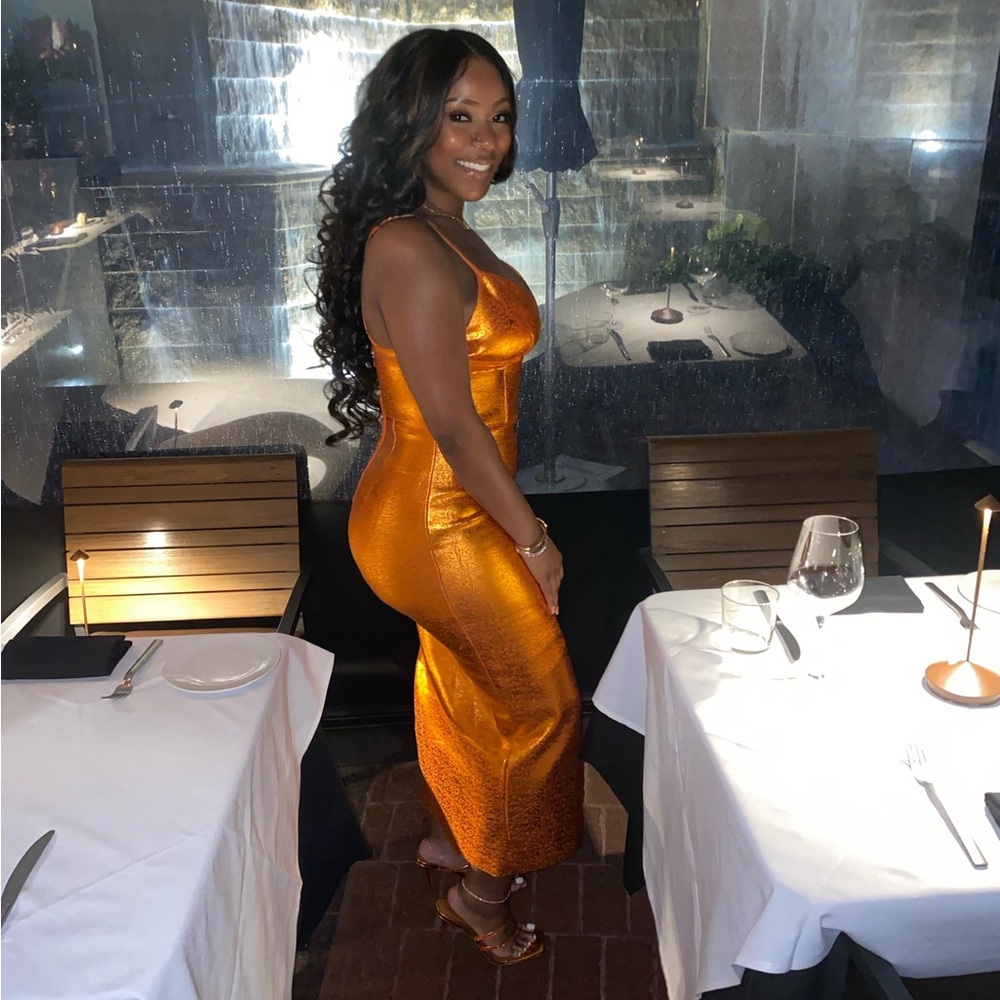 Women’s Metallic Bandage Maxi Dress
